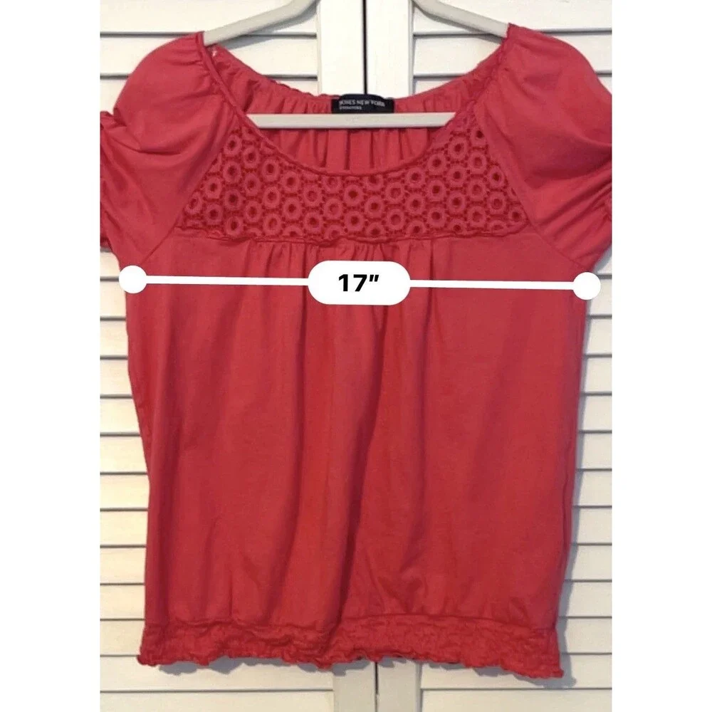 Jones New York Signature Shirt Pullover Eyelet Scoop Neck Women’s Size Large - Picture 7 of 7